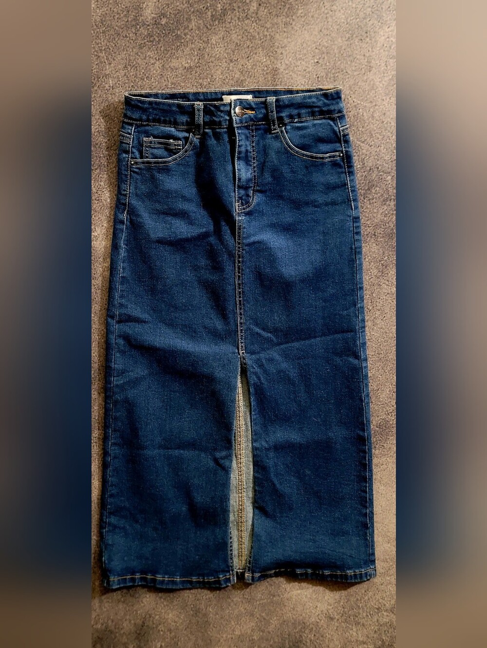 Bleu Dark Stretch Denim Split Pencil Blue Jean Skirt Women's Size 4